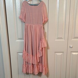 Joyfolie Elegant Pink Ruffle Dress